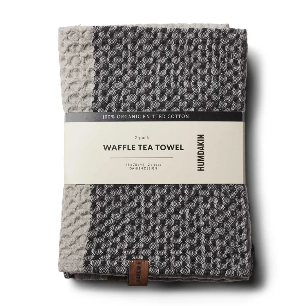 Humdakin ワッフルキッチンタオル 45x70 cm 2個セット, Coal-stone Humdakin