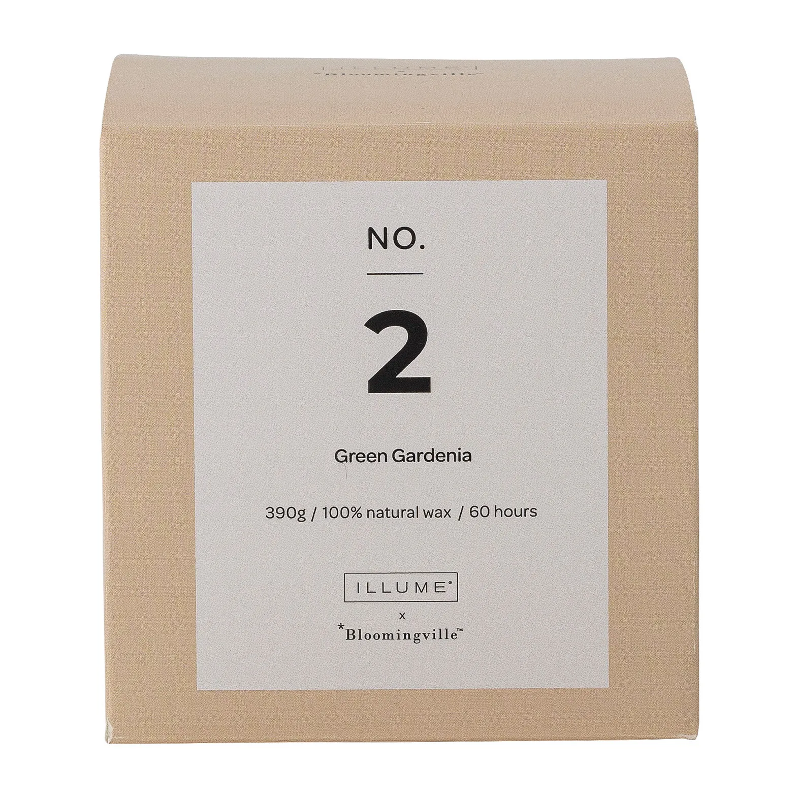 NO. 2 グリーン Gardenia 香り付き キャンドル, 390 g + Giftbox Illume x Bloomingville
