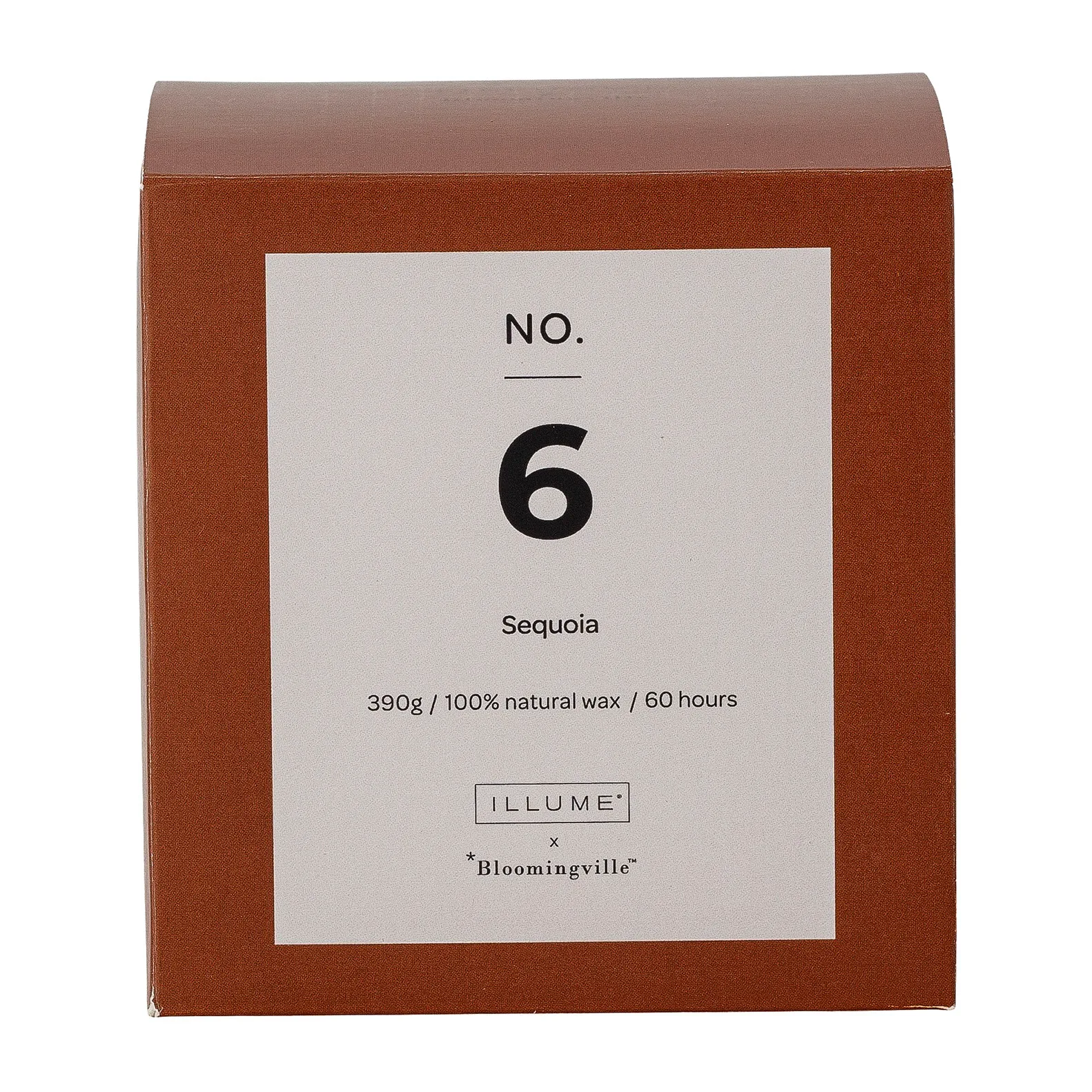 NO. 6 Sequoia 香り付き キャンドル, 390 g + Giftbox Illume x Bloomingville