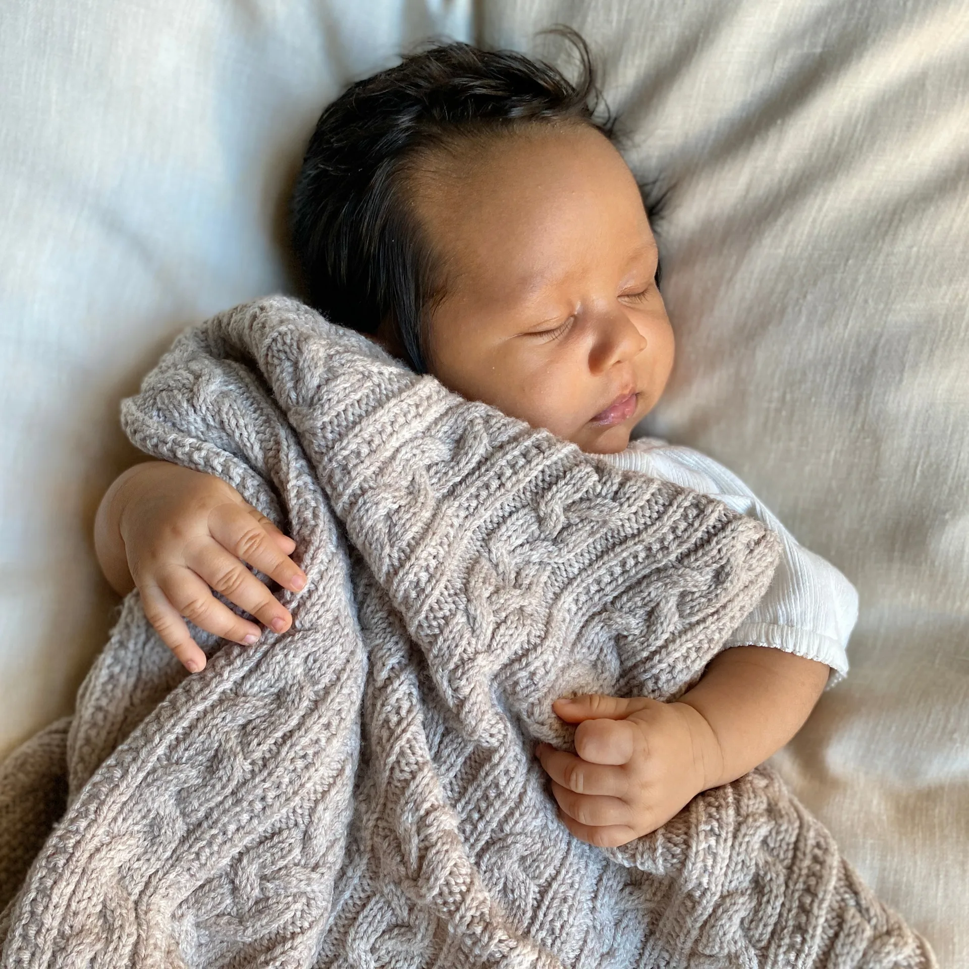 Knitted merinoウール ベビーブランケット 80x100 cm, Oatmeal Jack o Juno