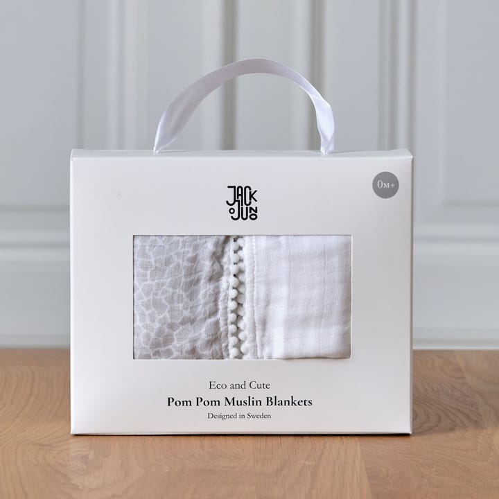 Pom Pom muslin ブランケット 120x120 cm 2-pack, Pearl & Giraffe gray Jack o Juno