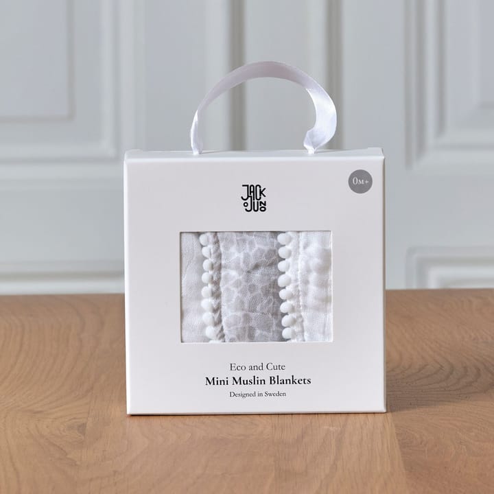 Pom Pom muslin ブランケット 40x40 cm 3-pack, Pearl & Giraffe gray Jack o Juno