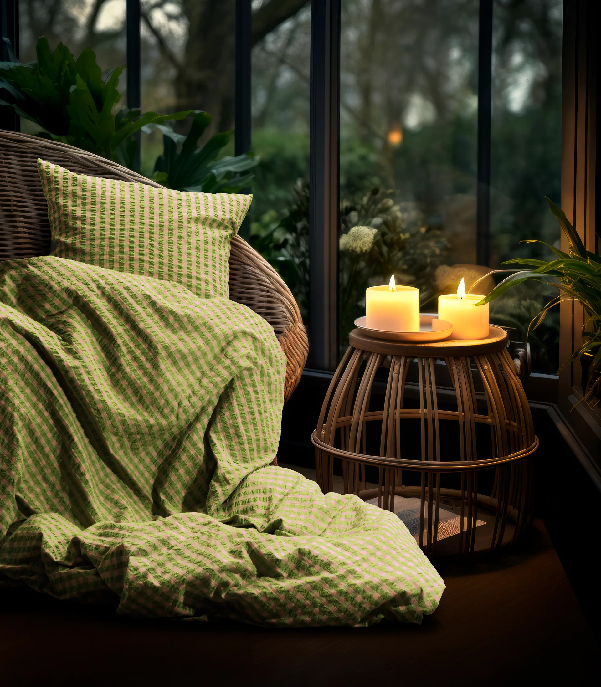 BækandBølge ベッドセット 150x210 cm, Green-light pink Juna | ジュナ