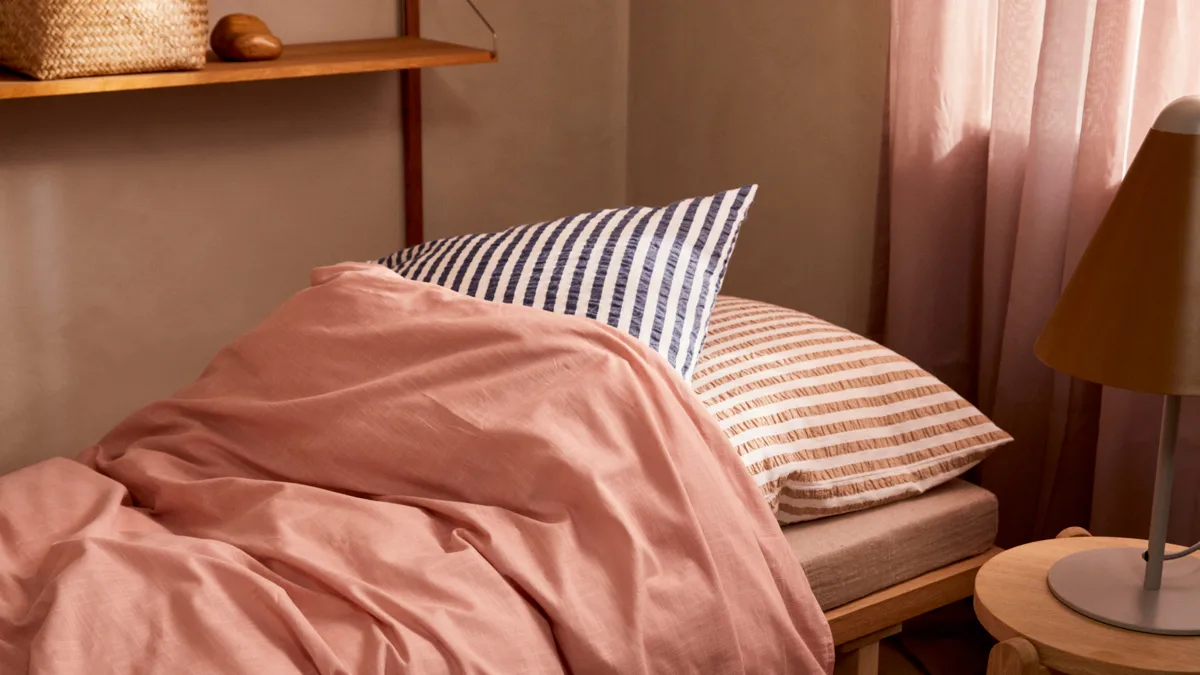 Bæk&Bølge Lines ピローケース 50x60 cm, Dark blue-white Juna | ジュナ