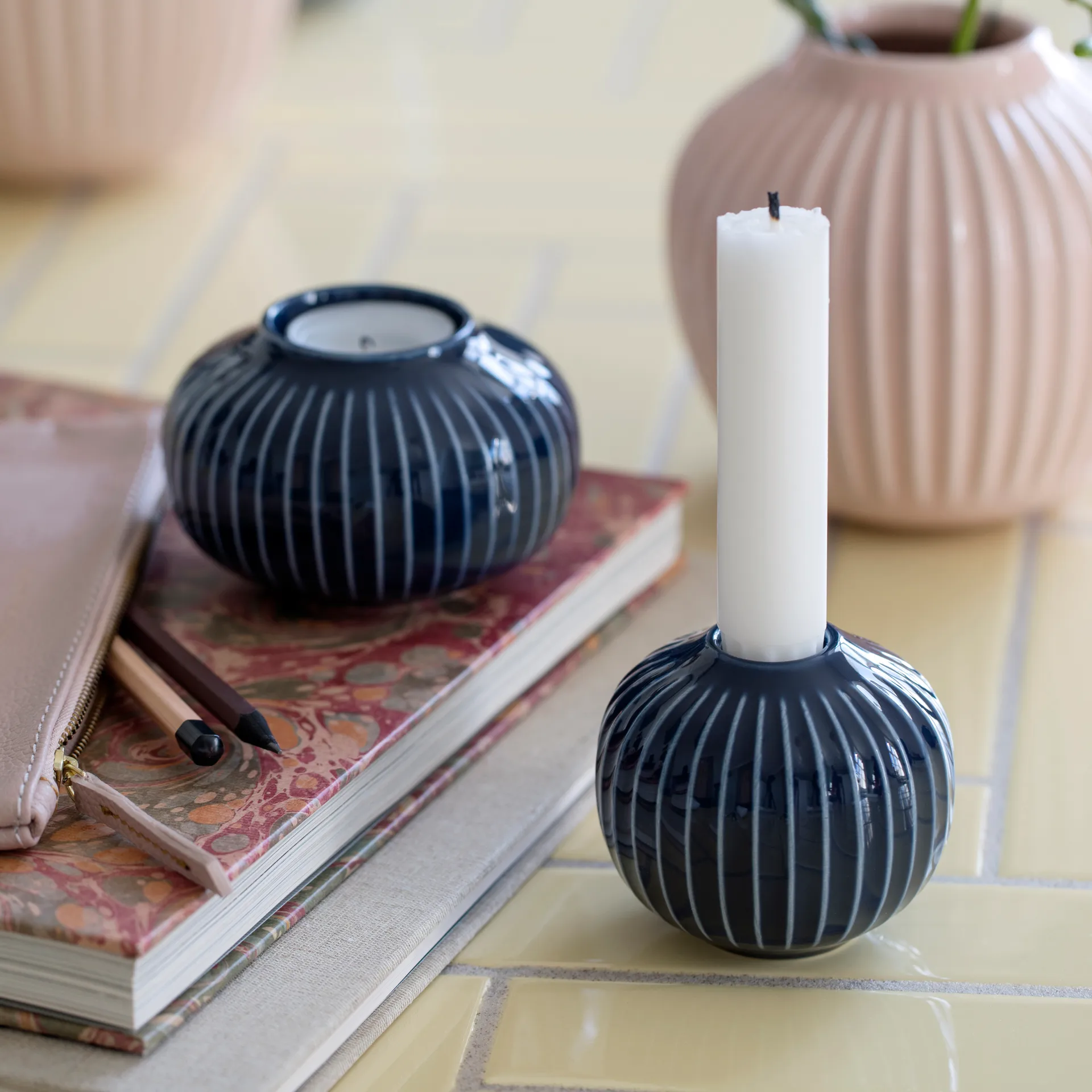 ハンマースホイ キャンドルホルダー 7 cm, indigo Kähler | ケーラー