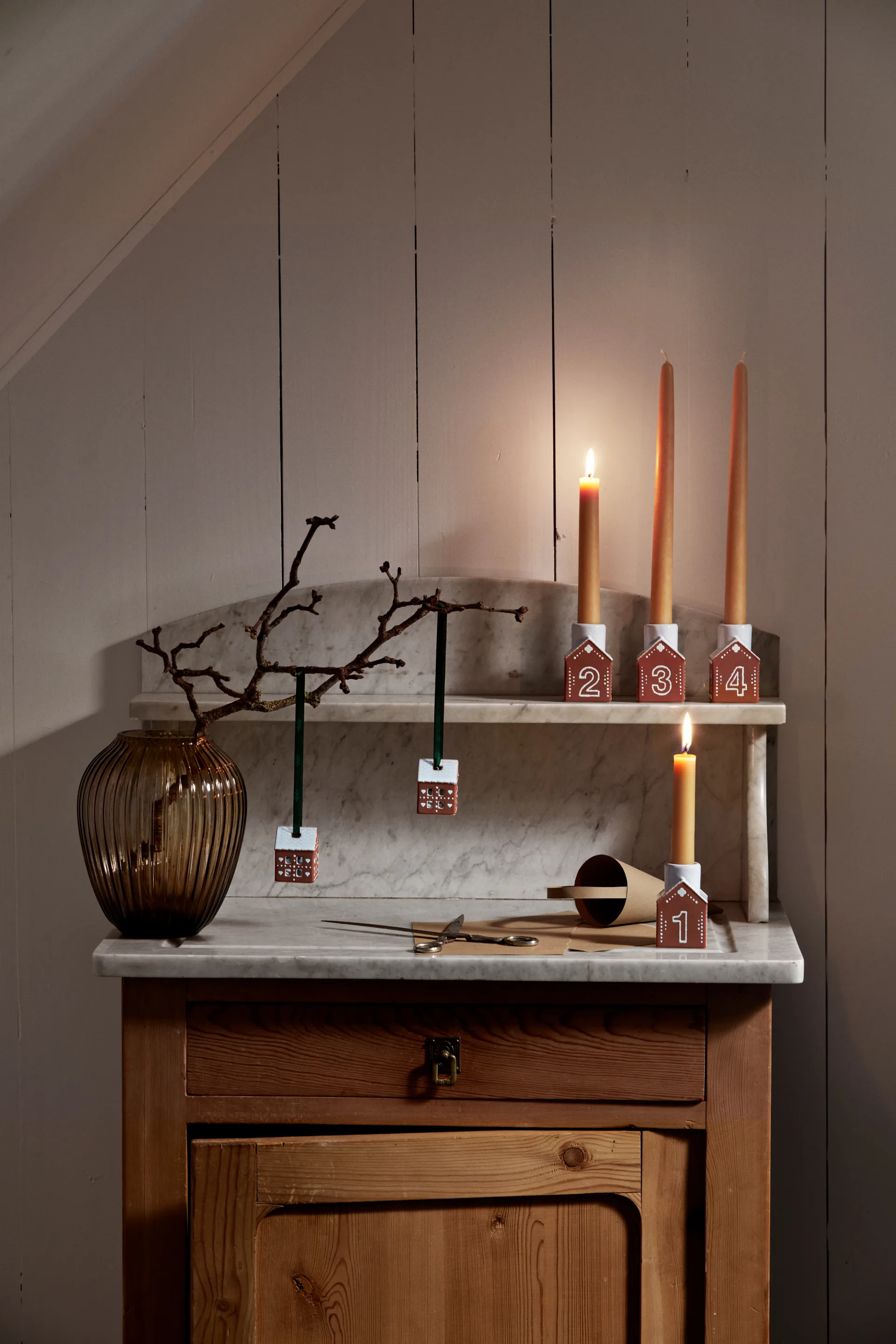 Gingerbread Christmas ハンギングデコレーション 5 cm 2個, Brown Kähler | ケーラー