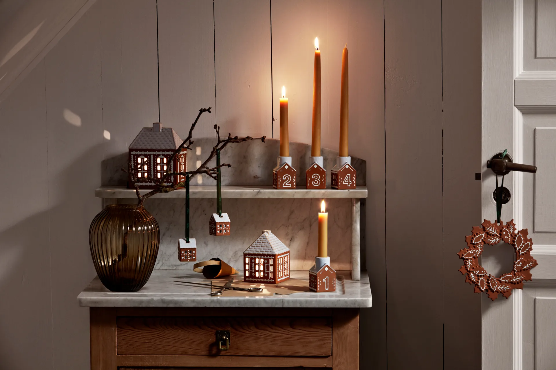 Gingerbread Christmas ハンギングデコレーション 5 cm 2個, Brown Kähler | ケーラー