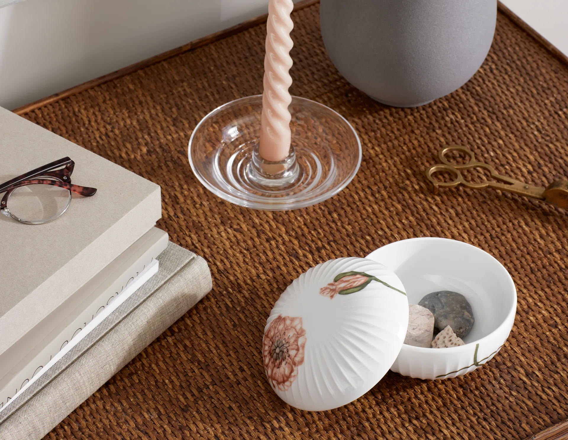 Hammershøi / ハンマースホイ Poppy box Ø12 cm, White-decor Kähler | ケーラー