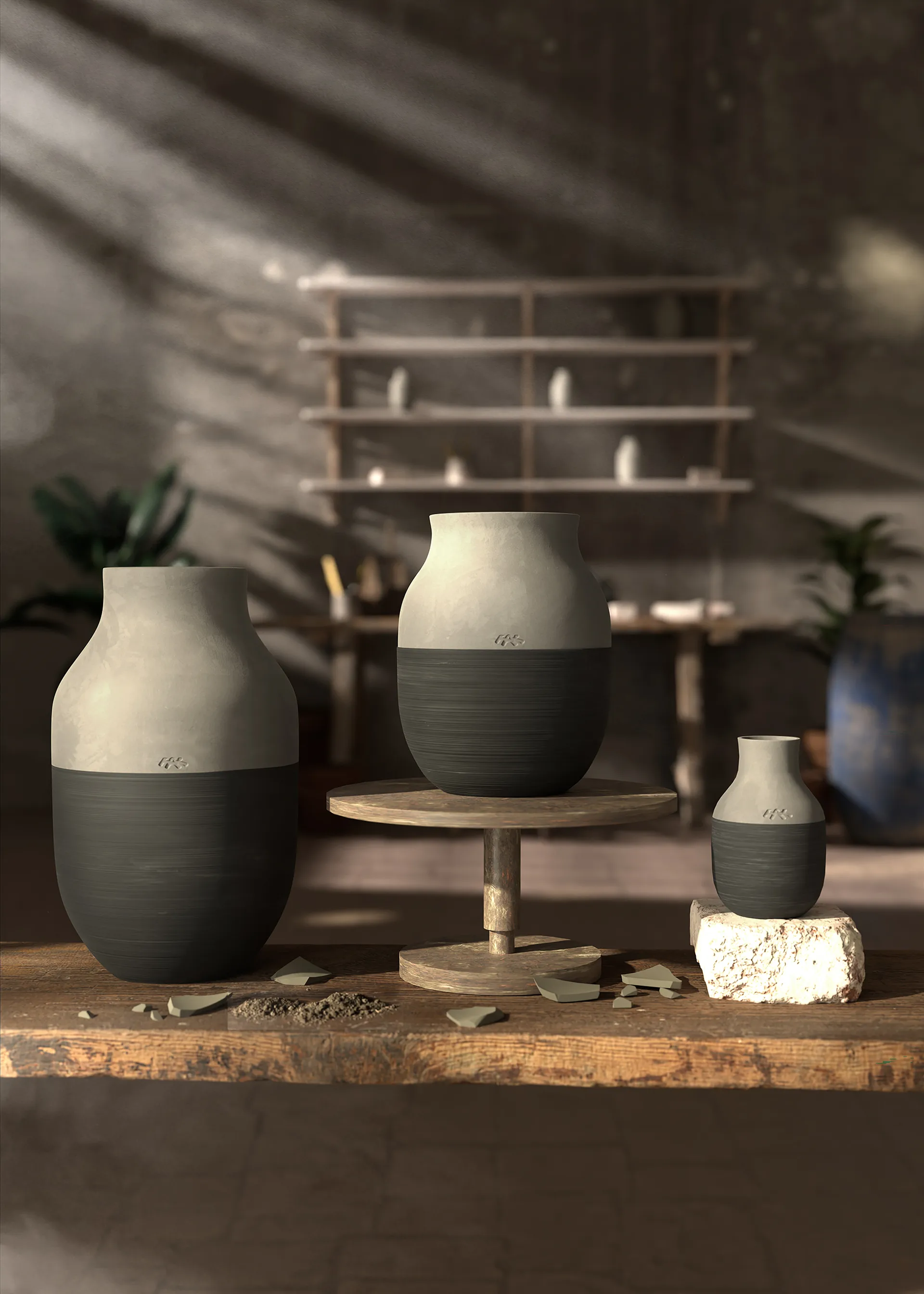 Omaggio 花瓶 H20 cm, Anthracite grey Kähler | ケーラー