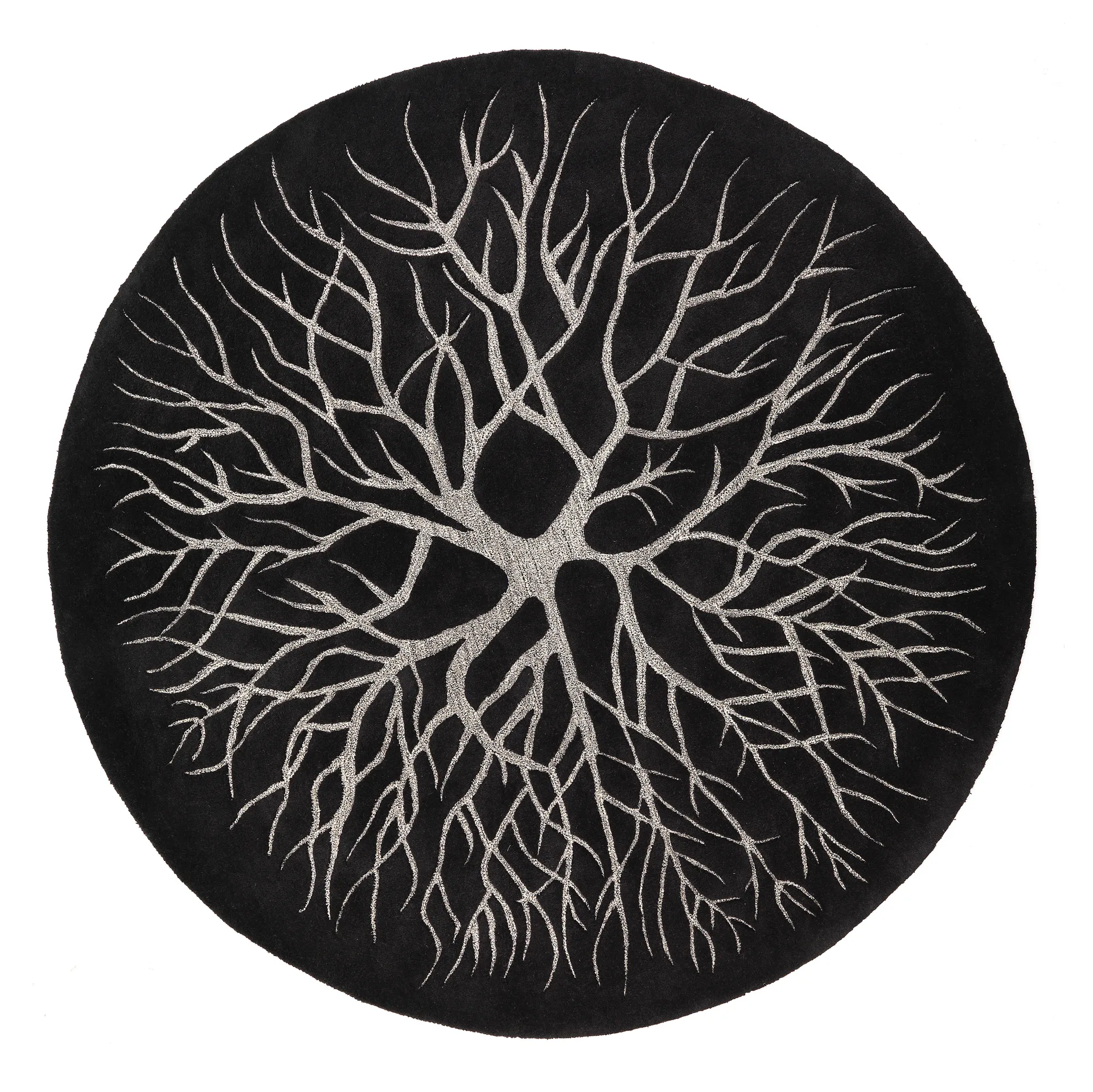 Birds nest 手織りラグ Ø 220 cm, Charcoal Kateha | カテハ