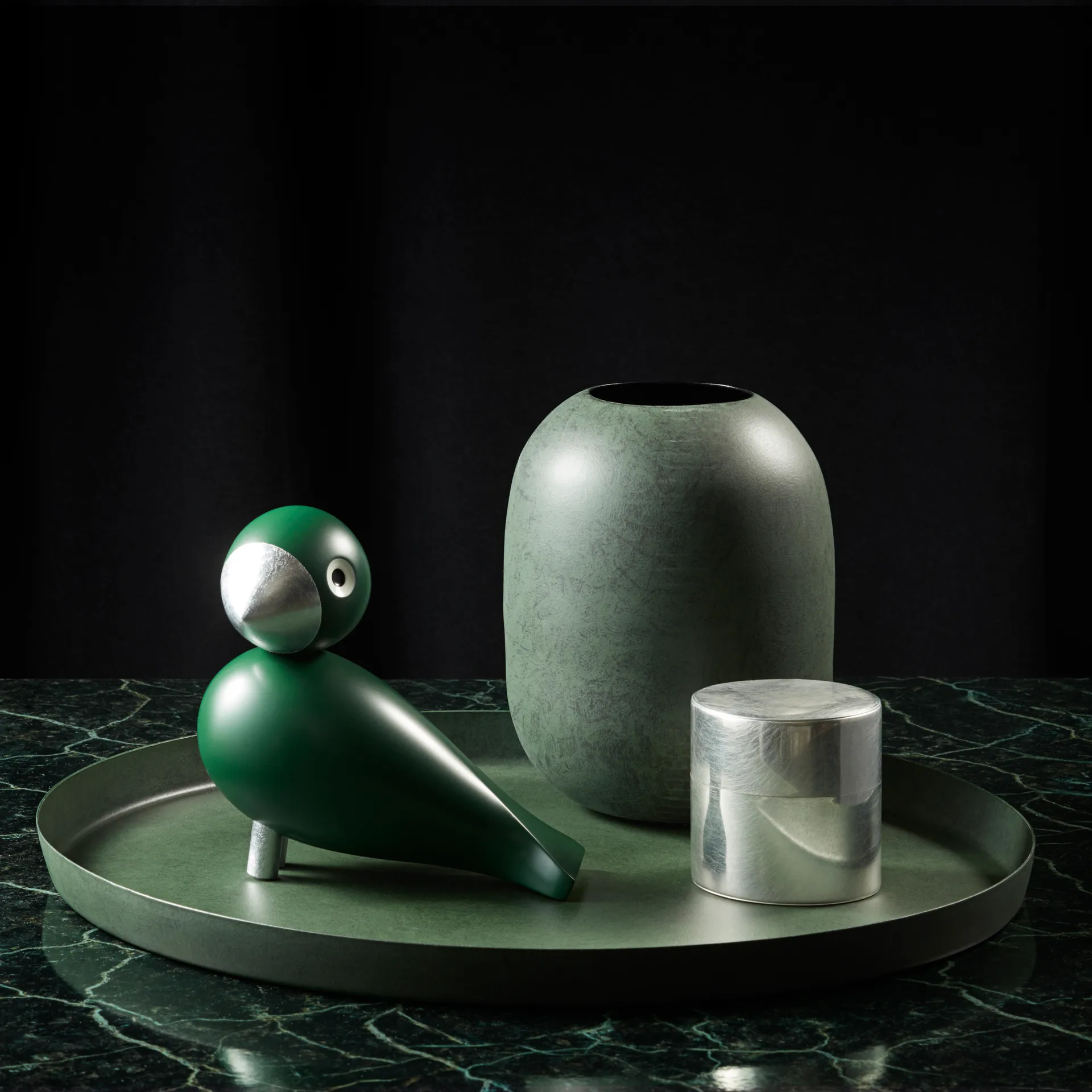 カイ・ボイスン ソングバード Georg, Green-Silver Kay Bojesen Denmark | カイ・ボイスン デンマーク