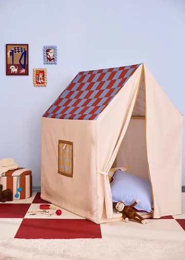 プレイハウステント 110x80x124 cm - dove blue checkered - Kid's Concept