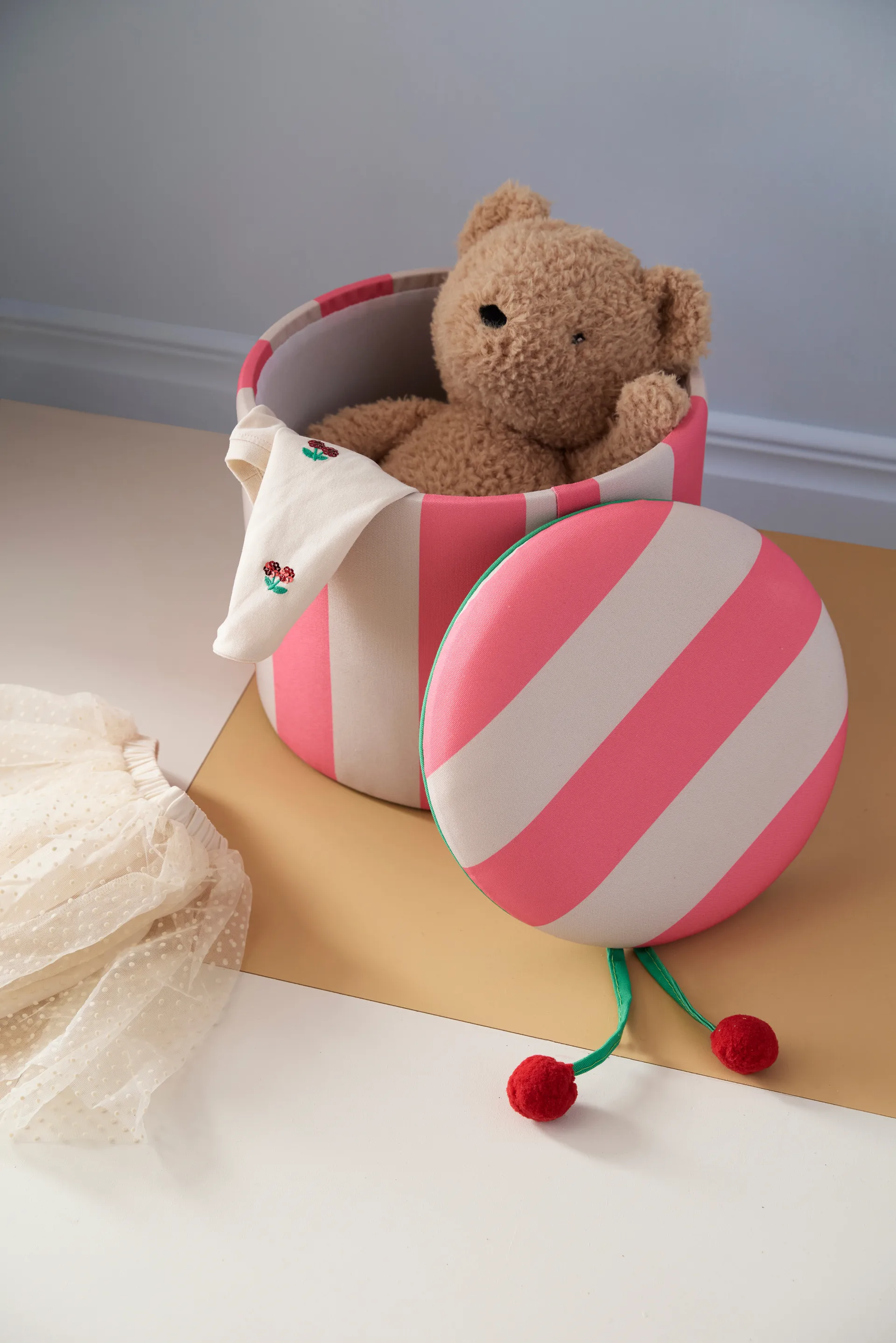 Storage シリンダープフ, Pink, Ø40x30.5 cm Kid's Concept