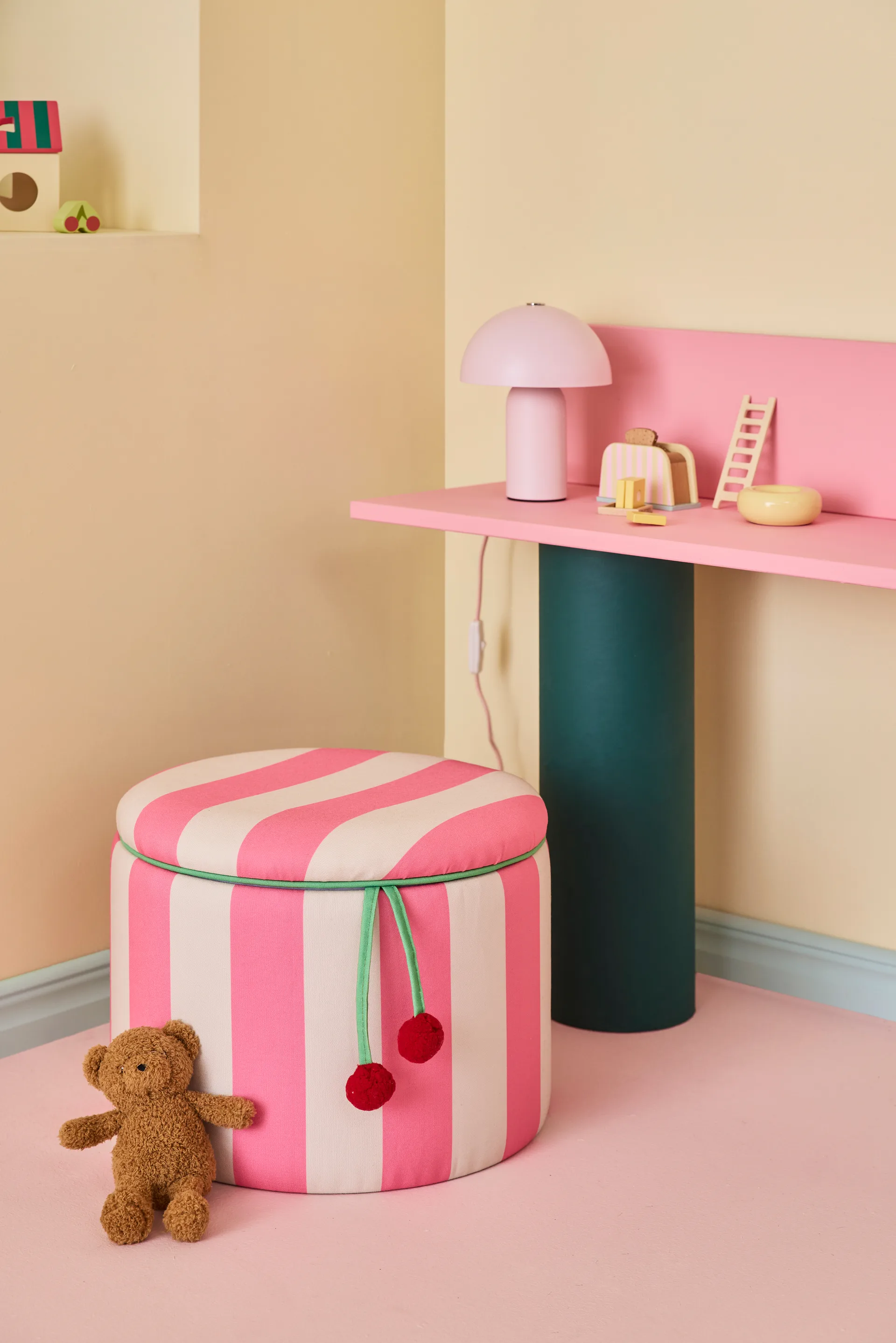 Storage シリンダープフ, Pink, Ø40x30.5 cm Kid's Concept