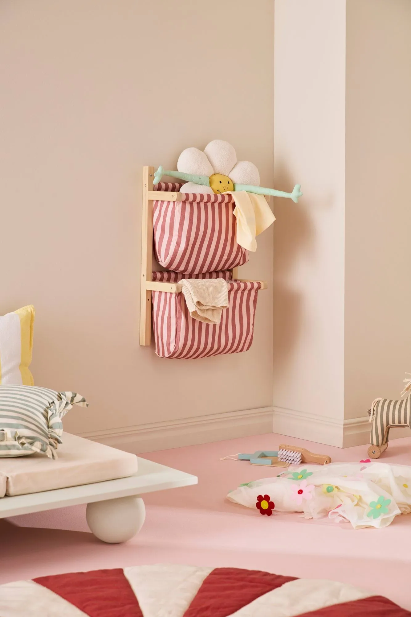 Striped shelf bag, Brown pink, 40x19x60 cm Kid's Concept