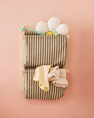 Striped shelf bag - Green, 40x19x60 cm - Kid's Concept