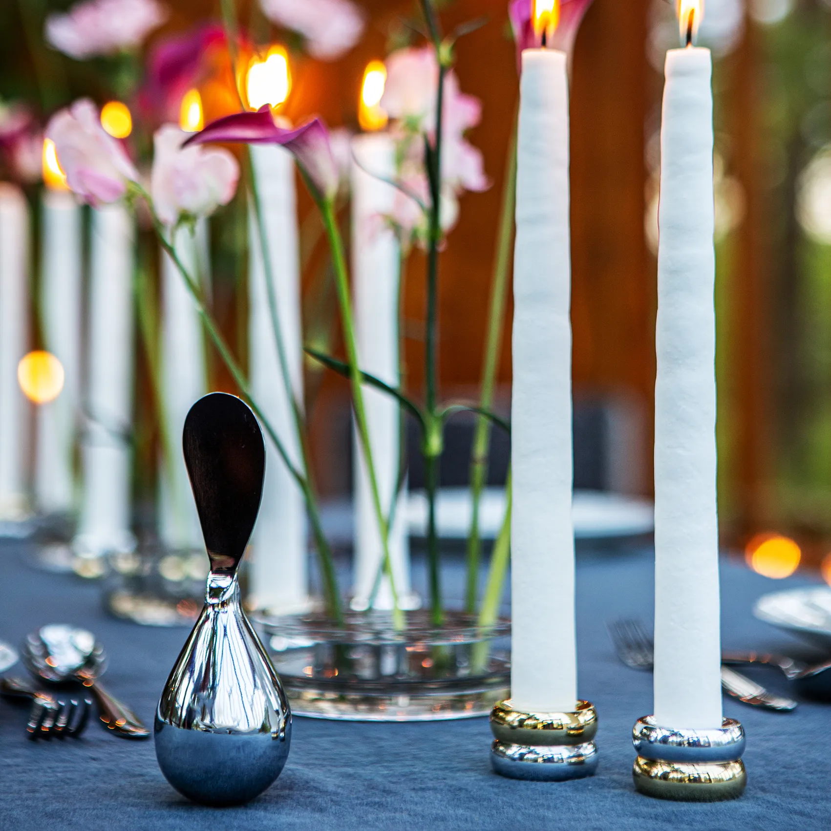 Marriage Duo キャンドルスティック 2 ピース, brass-silver KLONG | クロング