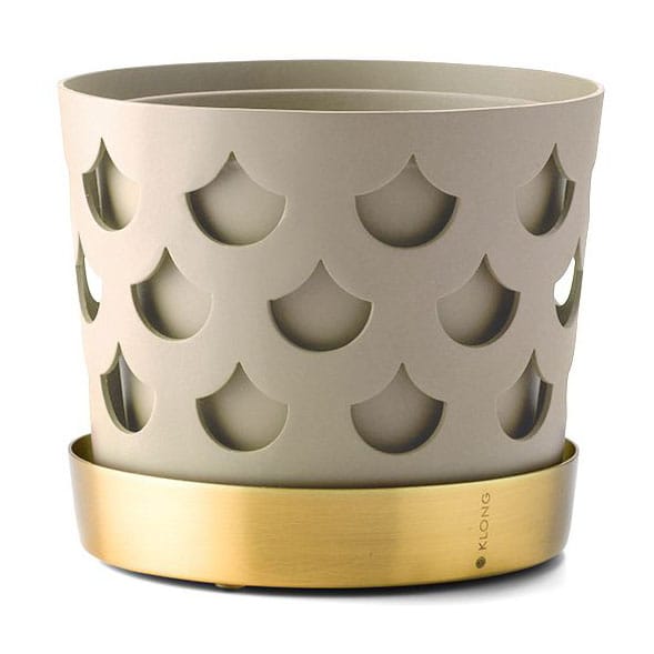Trio Drop 植木鉢 beige with saucer in brass - Small Ø12 cm - KLONG | クロング
