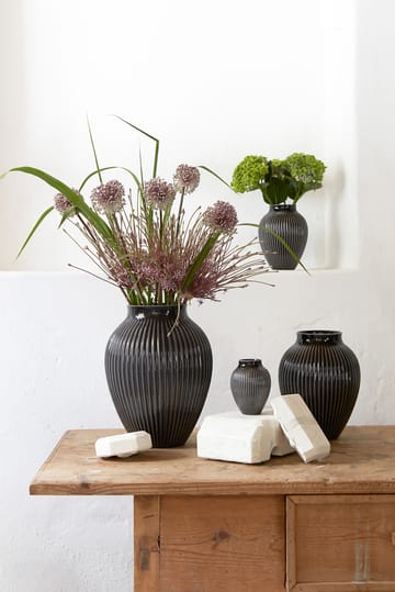 Knabstrup 花瓶 リブ 12.5 cm - Black - Knabstrup Keramik