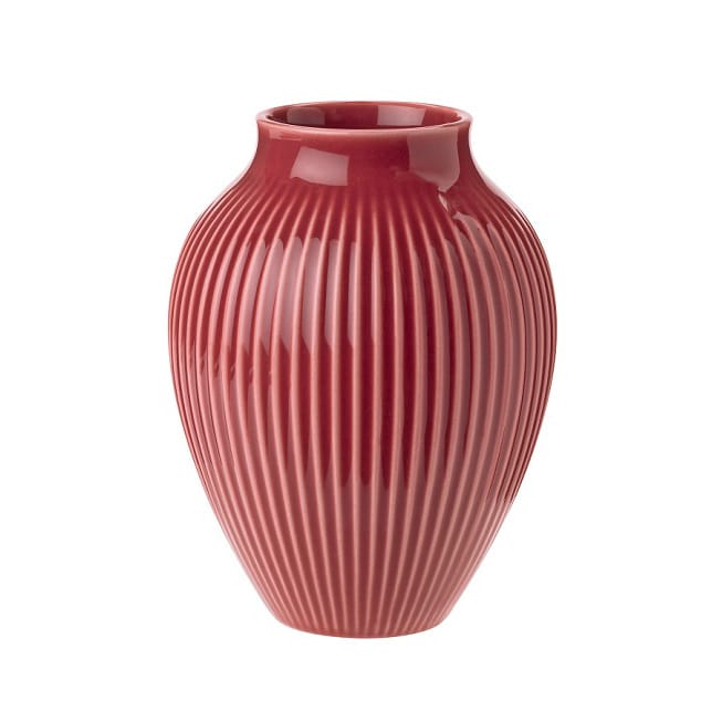 Knabstrup 花瓶 リブ 12.5 cm - bordeaux - Knabstrup Keramik
