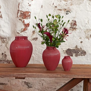 Knabstrup 花瓶 リブ 12.5 cm - bordeaux - Knabstrup Keramik