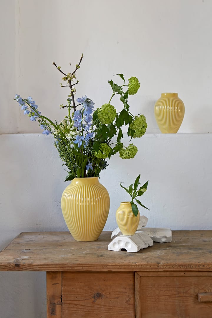 Knabstrup 花瓶 リブ 12.5 cm - Yellow - Knabstrup Keramik