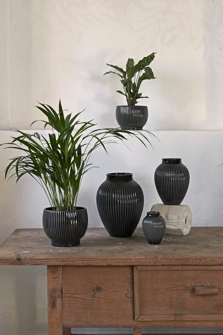 Knabstrup 植木鉢 フルート Ø16.5 cm, Black Knabstrup Keramik