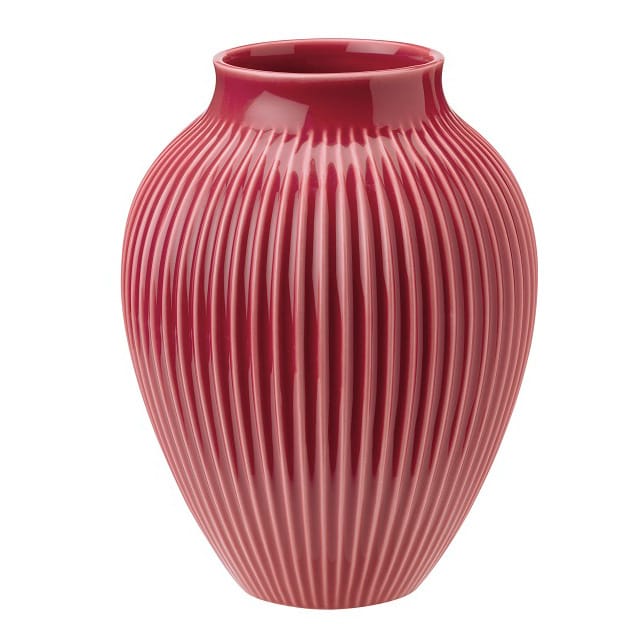 Knabstrup 花瓶 リブ 20 cm - bordeaux - Knabstrup Keramik