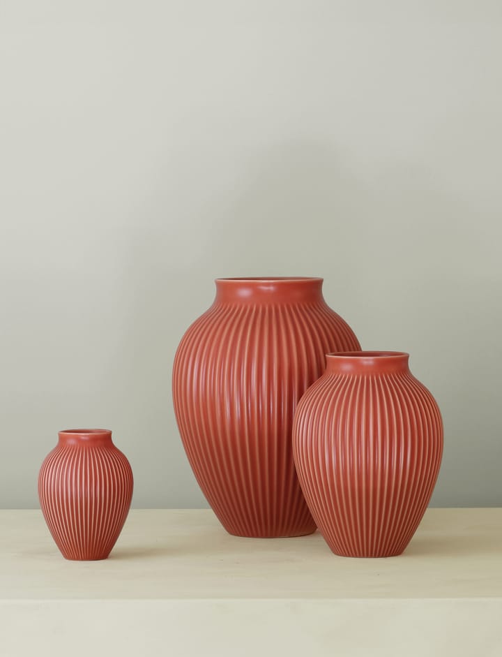 Knabstrup 花瓶 リブ 20 cm, Coral Knabstrup Keramik