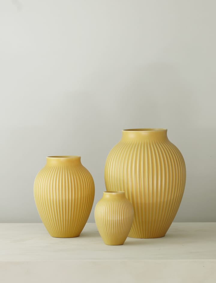 Knabstrup 花瓶 リブ 20 cm, Yellow Knabstrup Keramik
