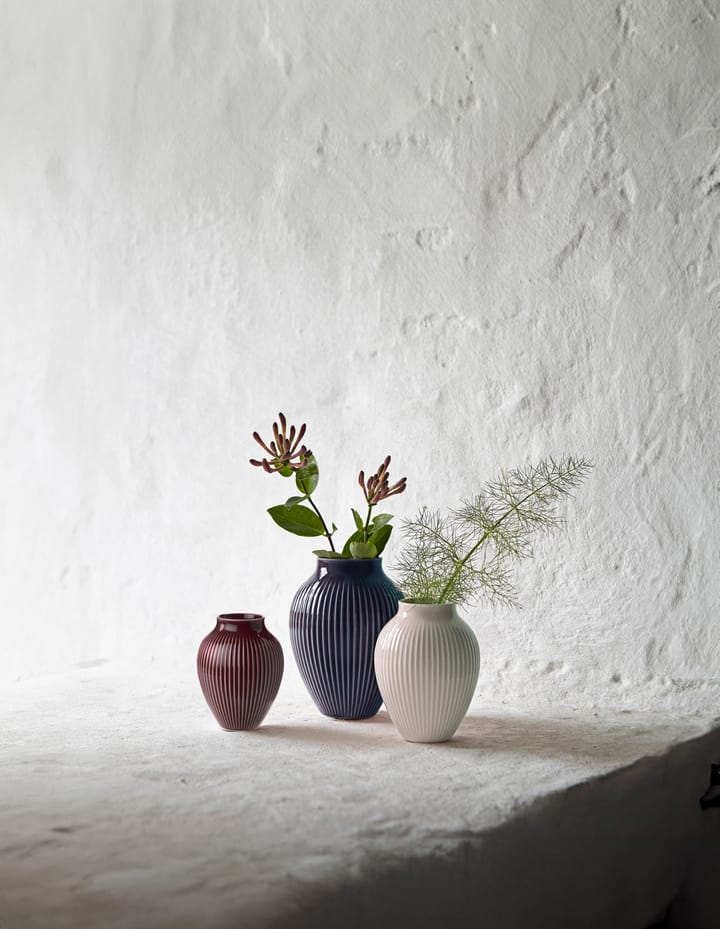 Knabstrup 花瓶リブ 3個, Berry-sand-dark blue Knabstrup Keramik
