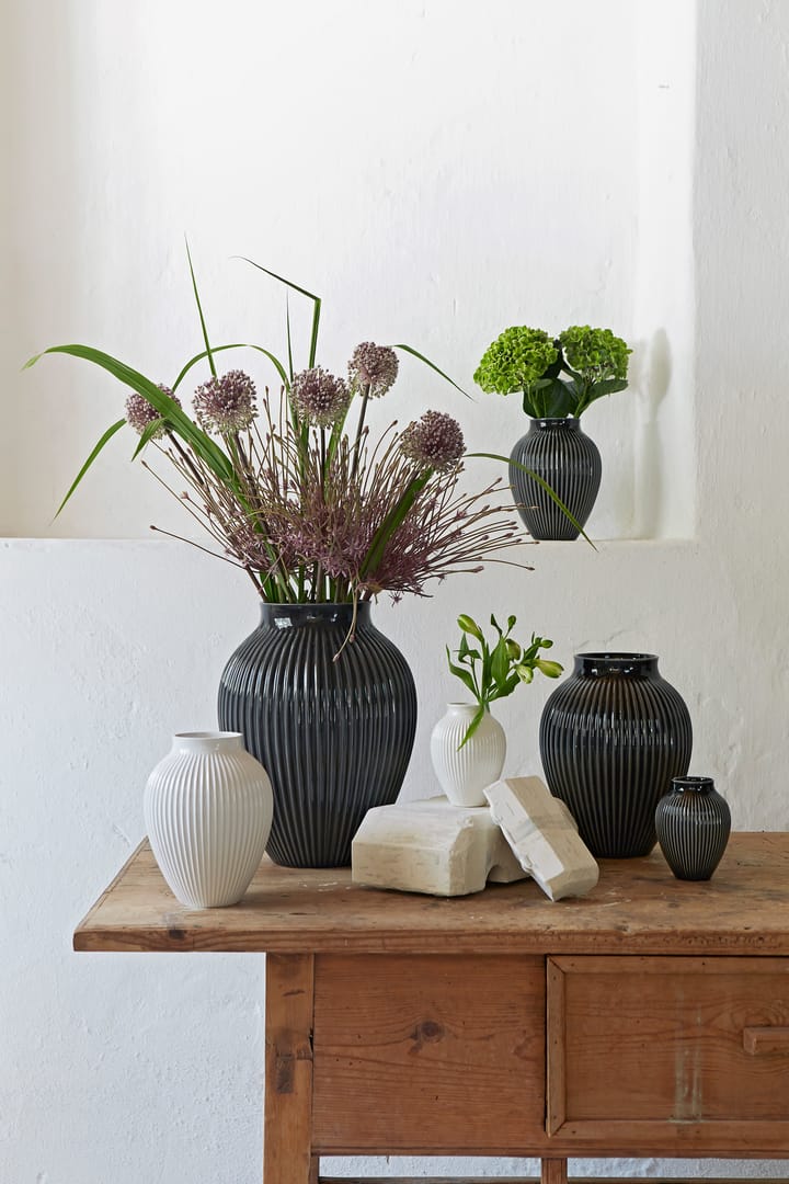 Knabstrup 花瓶 fluted 35 cm, Black Knabstrup Keramik