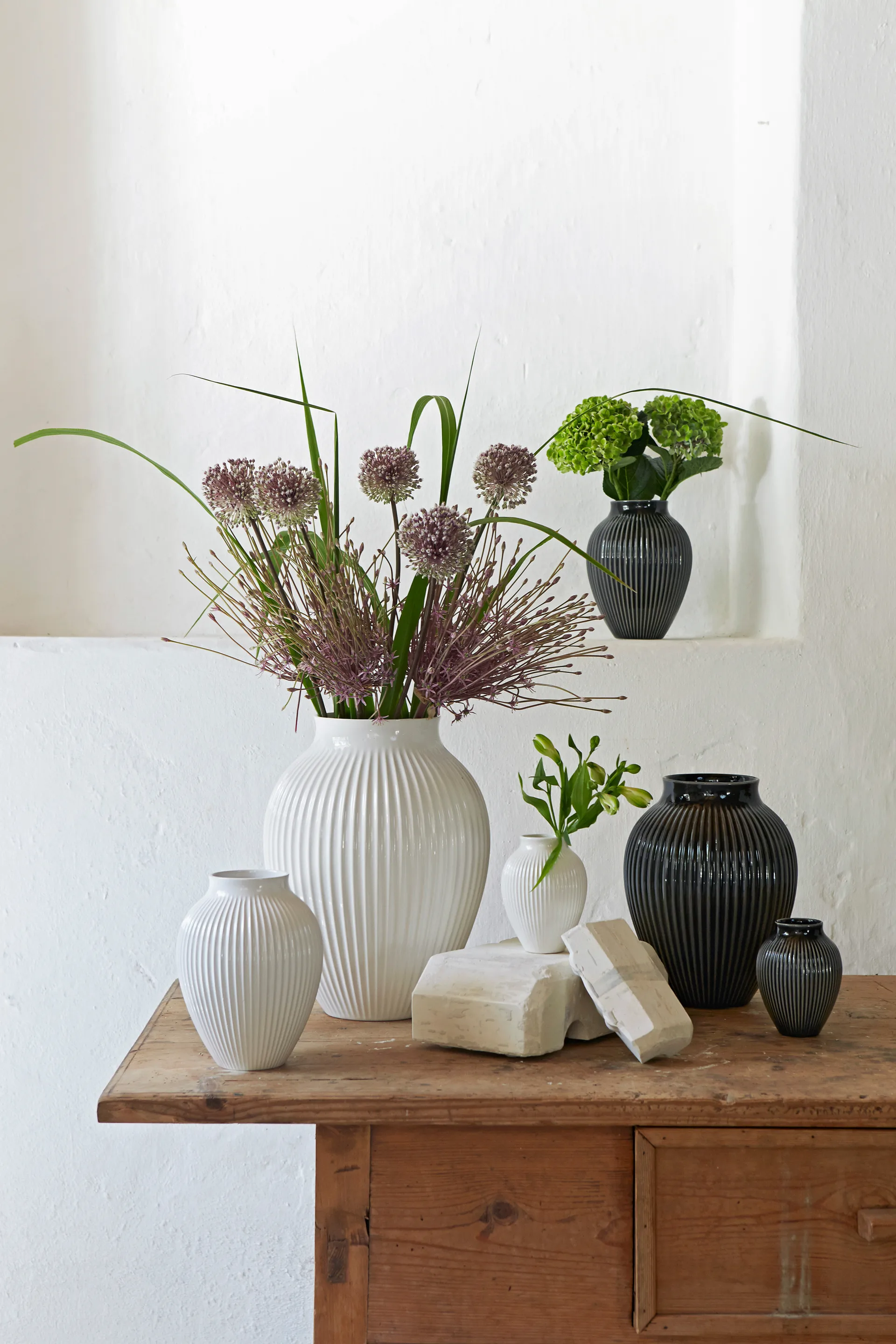 Knabstrup 花瓶 fluted 35 cm, White Knabstrup Keramik