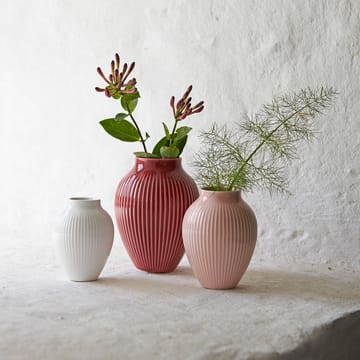 Knabstrup 花瓶 ribbed 3パック - bordeaux-pink-white - Knabstrup Keramik