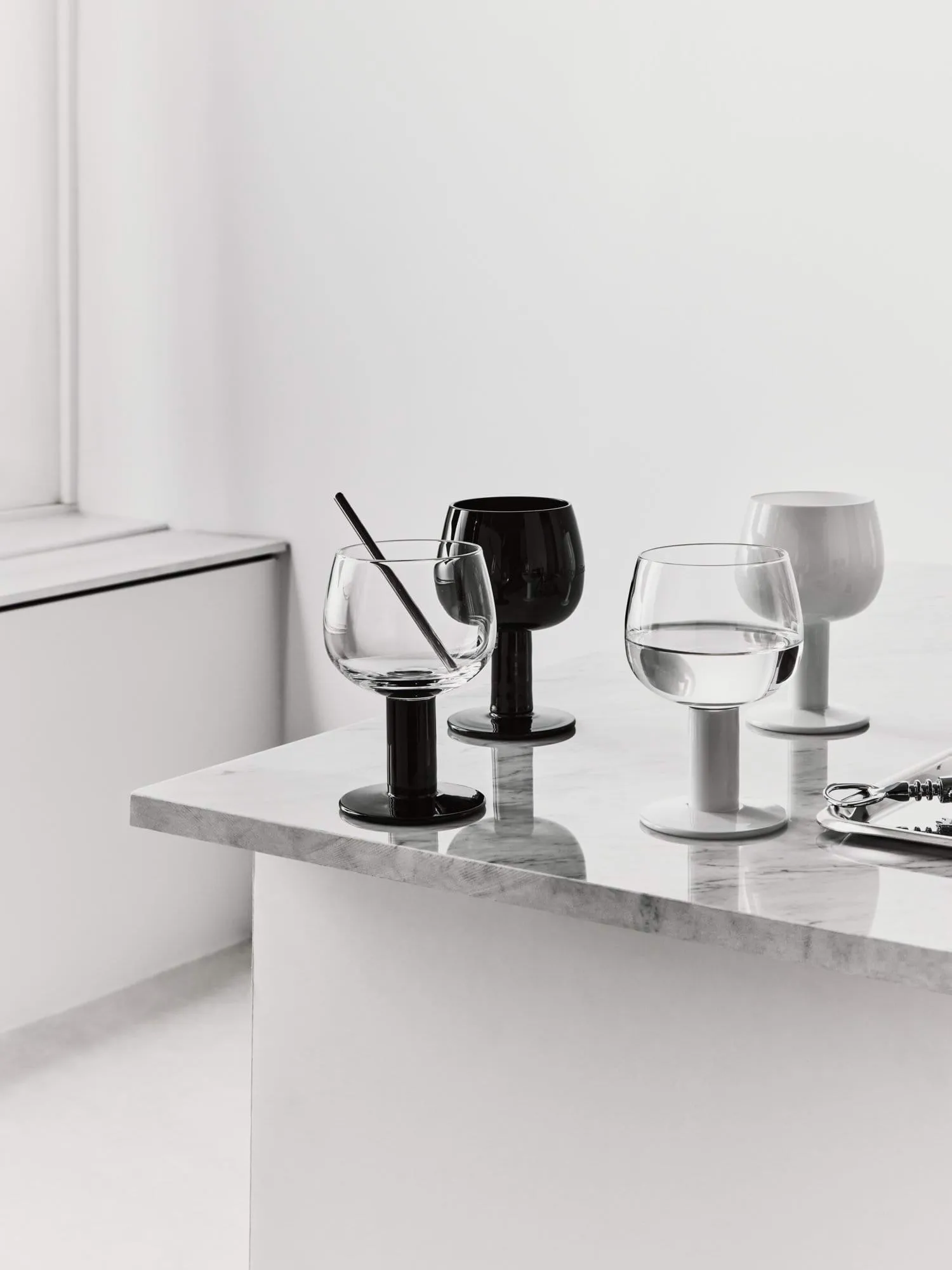 Father’s glass, White-black, 4-pack Kosta Boda | コスタボダ