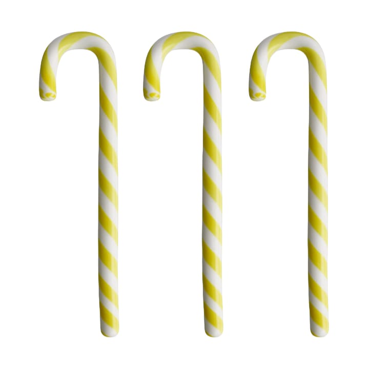 Polka cane 17 cm 3-pack - White-yellow - Kosta Boda | コスタボダ