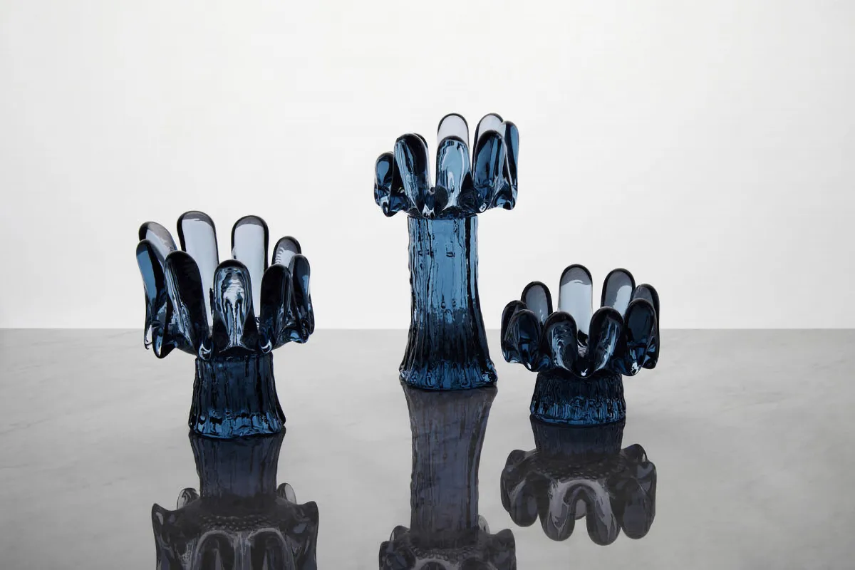 Sunflower キャンドルホルダー サーキュラーガラス 11.5 cm, Blue Kosta Boda | コスタボダ