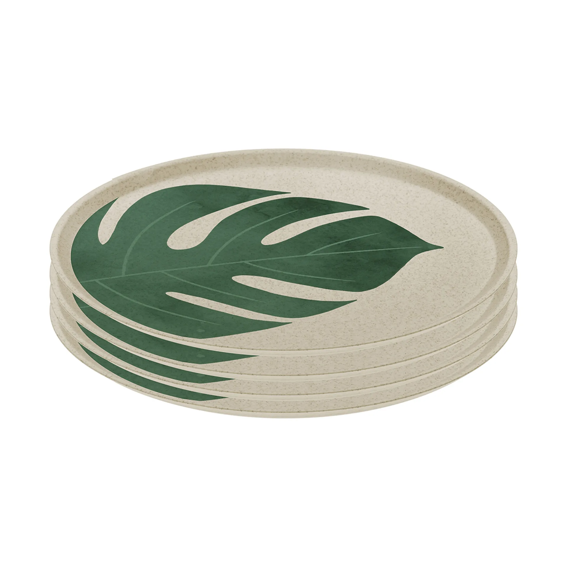 Connect プレート Ø25.5 cm 4-pack, Monstera leaf Koziol