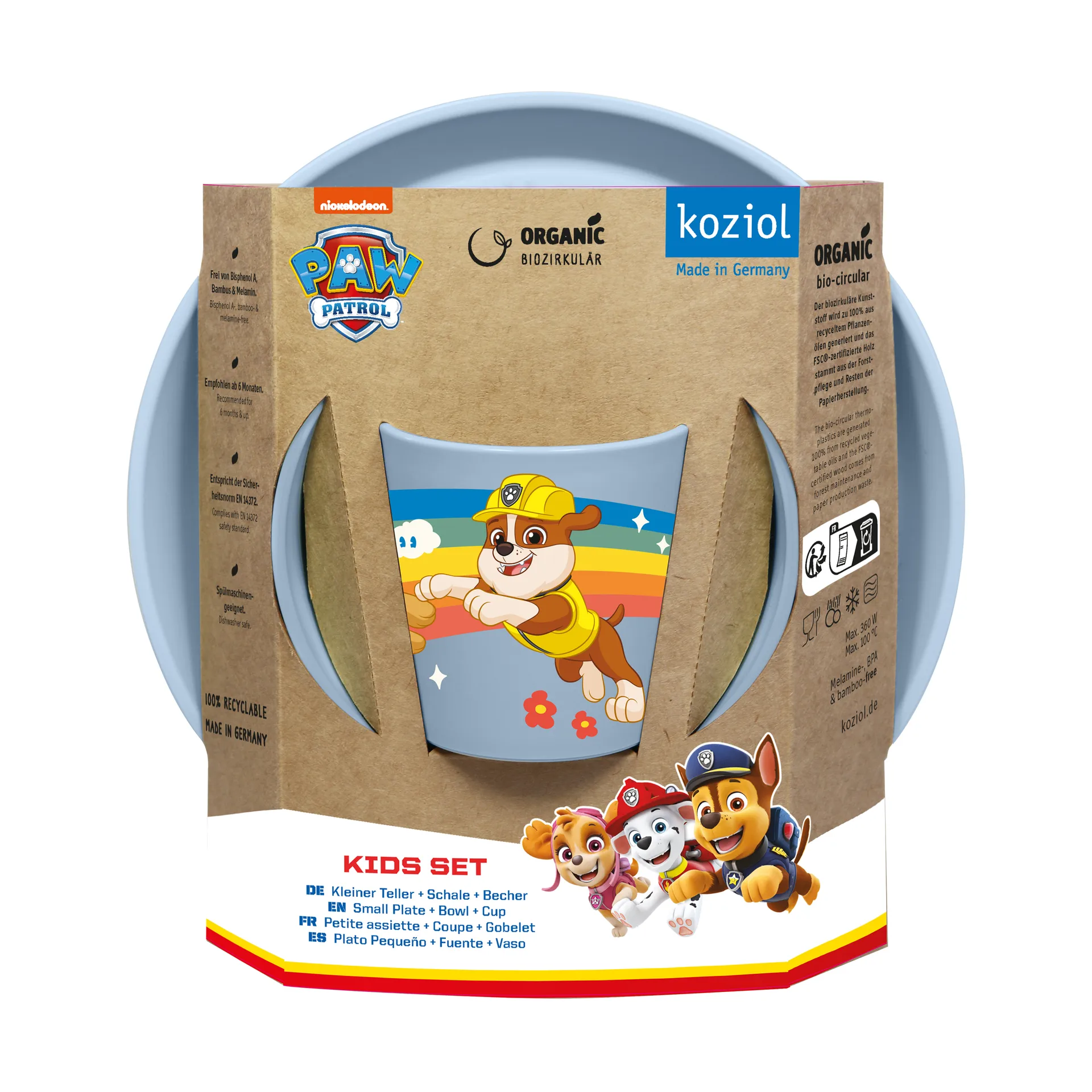 Connect Paw Patrol 子供用ディナーウェアセット 3ピース, Blue Koziol