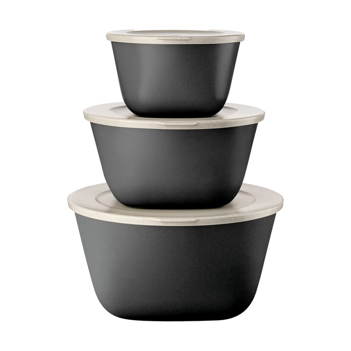 Connect Stockholm ボウル+蓋 3ピース バイオサーキュラー熱可塑性プラスチック製 - Nature ash grey - Koziol