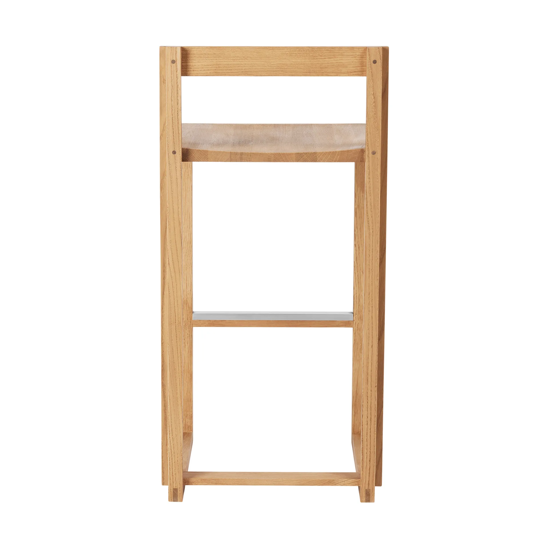 Outline バースツール 75 cm, Warm lacquered oak–brushed steel Kristina Dam Studio