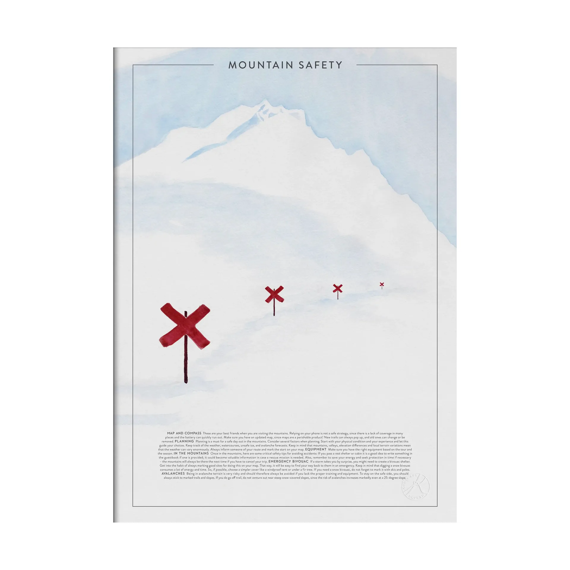 Mountain safety ポスター, 50x70 cm Kunskapstavlan®