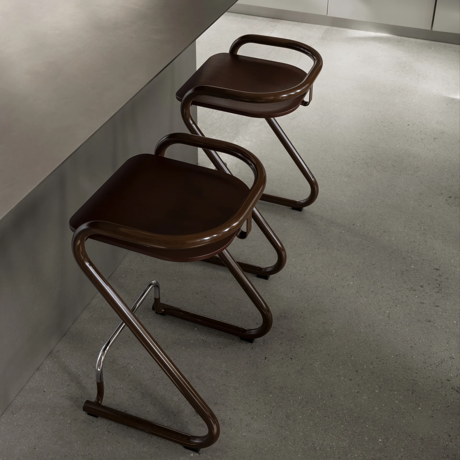 S70-3 バースツール, Elmo Nordic leather Black–chrome frame Lammhults | ラムホルツ