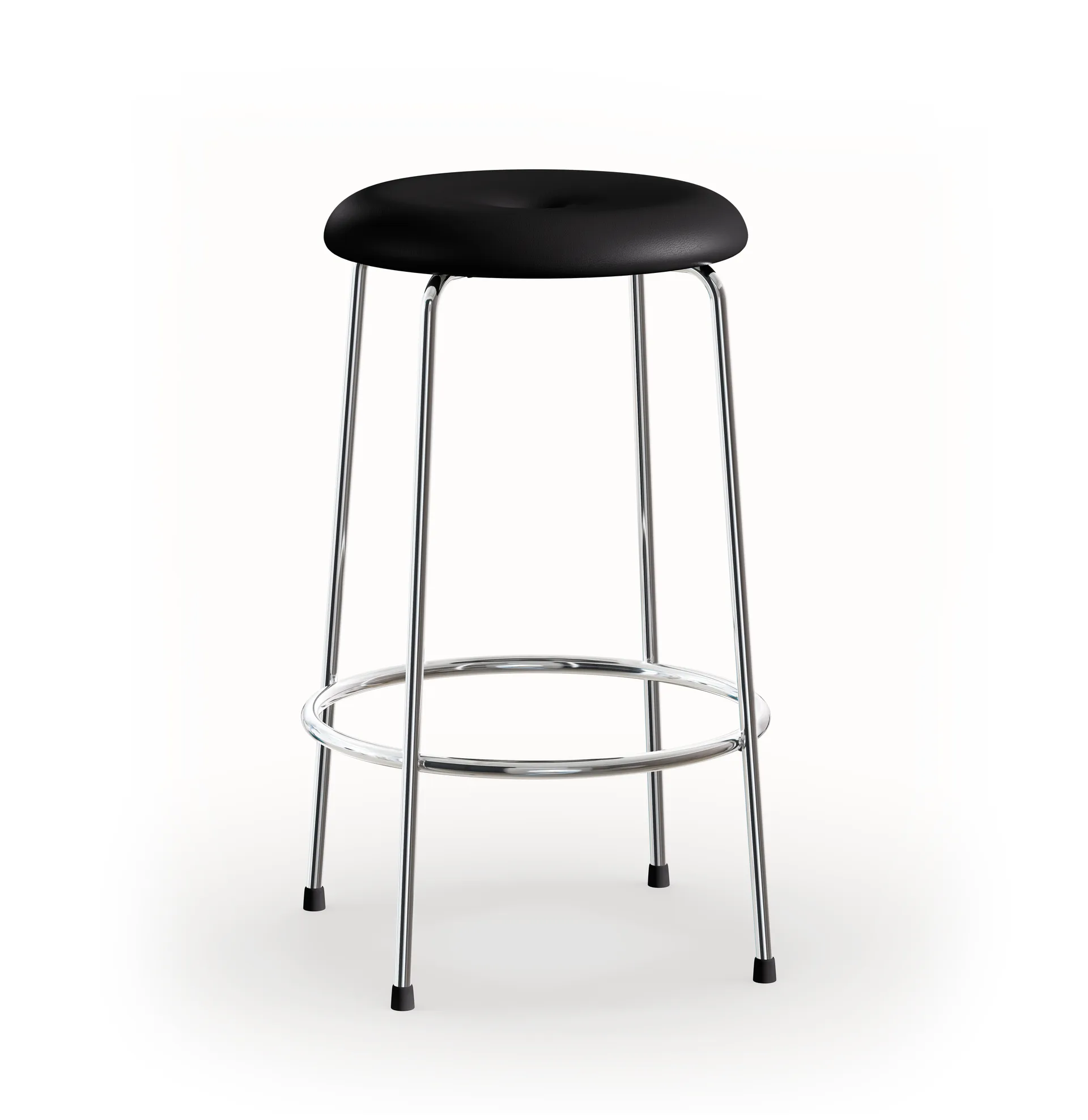 Stool バースツール, Black leather-chrome base, 63 cm Lammhults | ラムホルツ