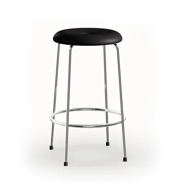 Stool バースツール - Black leather-chrome base, 63 cm - Lammhults | ラムホルツ