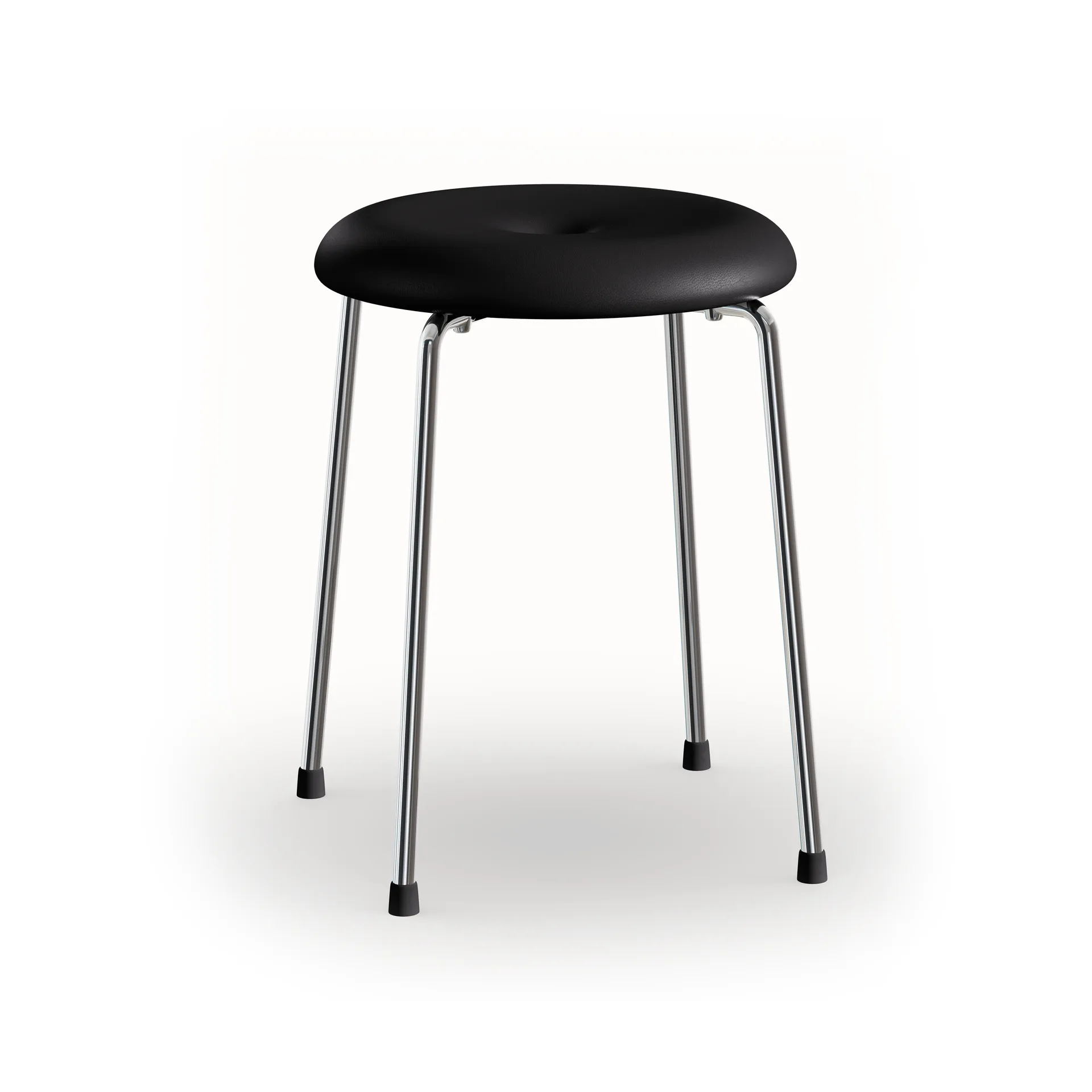 Stool ベンチ, Black leather–chrome frame, 45 cm Lammhults | ラムホルツ
