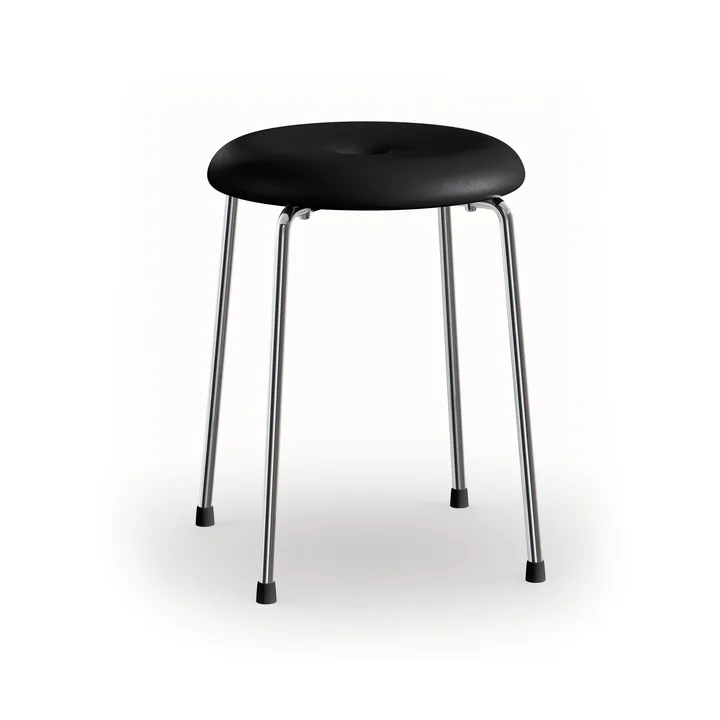 Stool ベンチ - Black leather–chrome frame, 45 cm - Lammhults | ラムホルツ