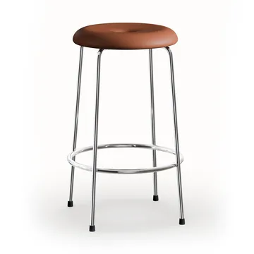 Stool バースツール - Cognac leather–chromed frame, 63 cm - Lammhults | ラムホルツ