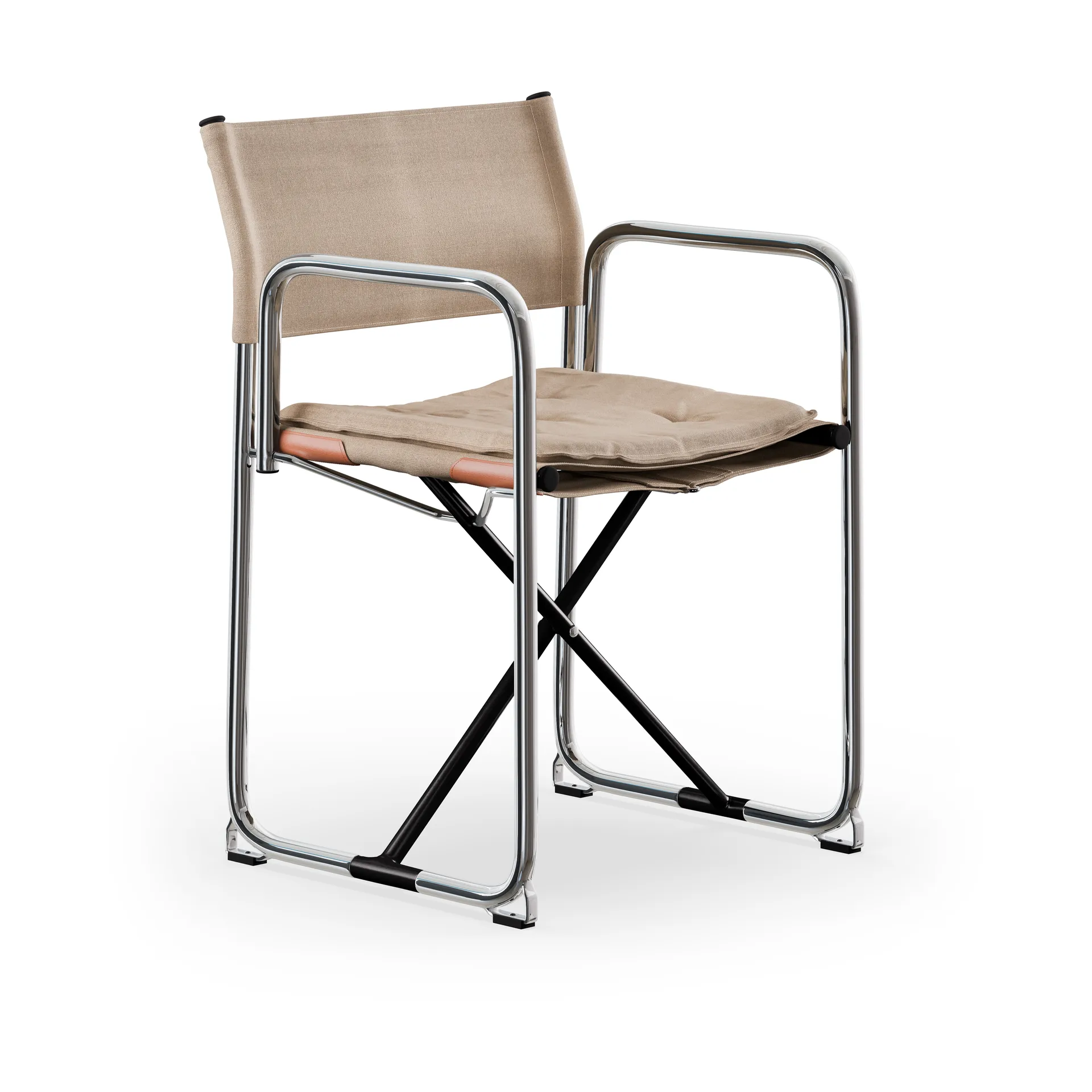 X75-2 アームチェア, Linen weave natural–chrome legs Lammhults | ラムホルツ