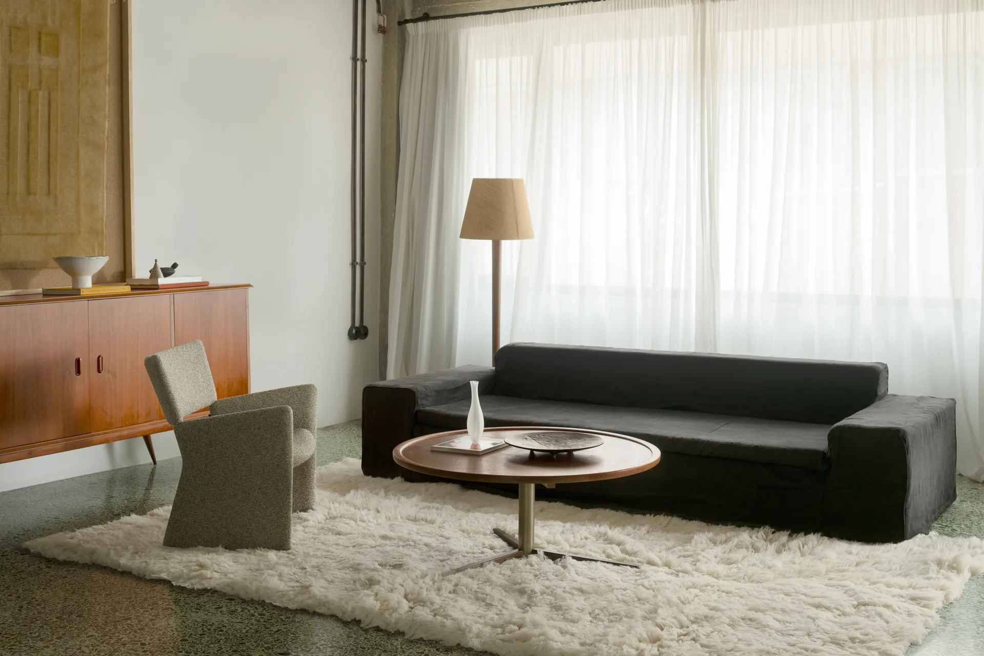 シャギーラグ 180x270 cm, Off White Layered